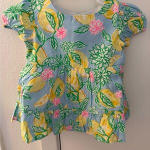Lilly Pulitzer Kids Lemon Print Dress - Blue, Yellow, Pink